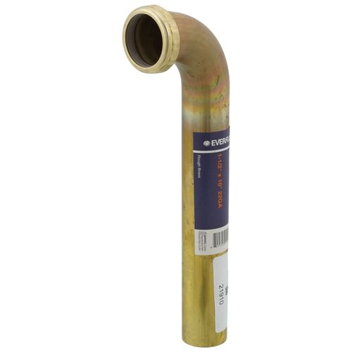 1-1/2" x 10" Rough Brass Slip Joint Waste Bend, 22 GA w/ Nuts and Washers