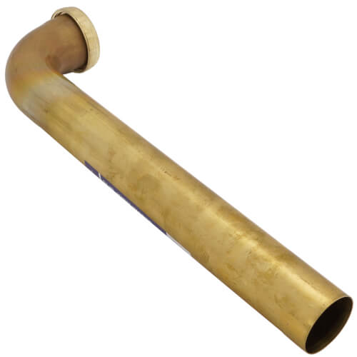 1-1/2" X 12" Rough Brass Slip Joint Waste Bend, 20 GA w/ Nuts & Washers