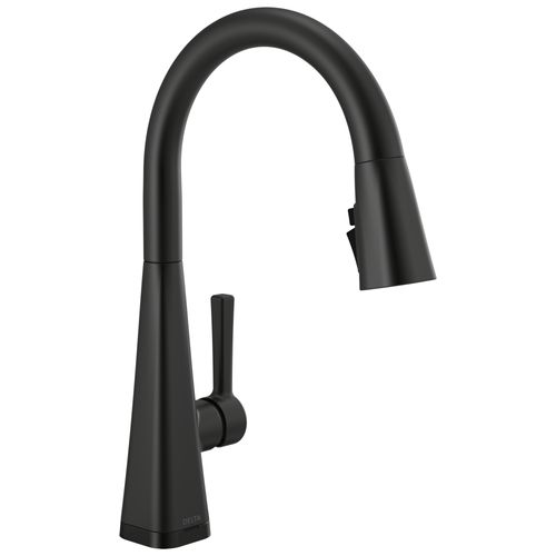 Lenta Single-Handle Pulldown Kitchen Faucet w/ Touch2O Technology (Matte Black), 19802TZ-BL-DST