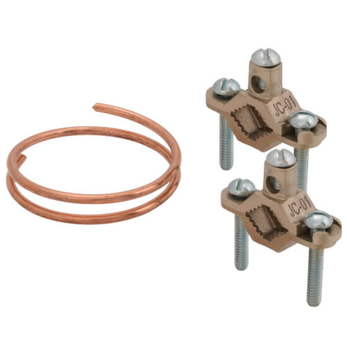 1/2" - 1" Bronze Grounding Clamp Kit w/ 12" 6g Wire