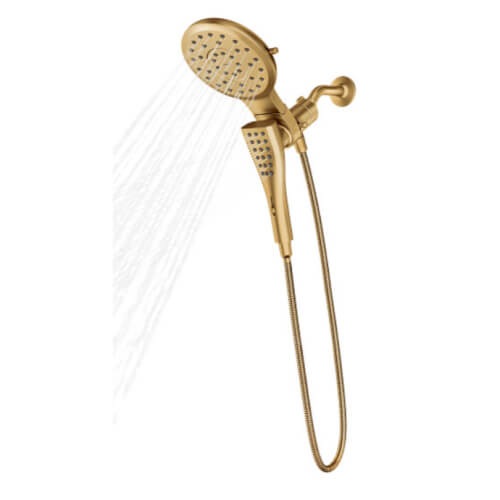 Verso 7" Diameter 8-Spray Pattern Spray Head w/ Handshower and Infinite Dial (Brushed Gold) 2 Verso 7" Diameter 8-Spray Pattern Spray Head w/ Handshower and Infinite Dial (Brushed Gold)