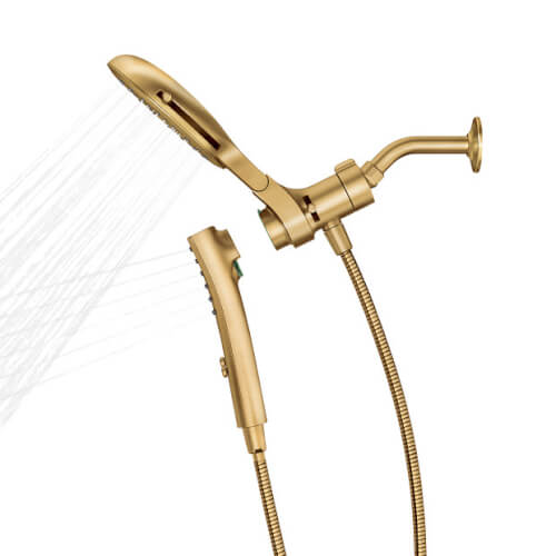 Verso 7" Diameter 8-Spray Pattern Spray Head w/ Handshower and Infinite Dial (Brushed Gold) 3 Verso 7" Diameter 8-Spray Pattern Spray Head w/ Handshower and Infinite Dial (Brushed Gold)