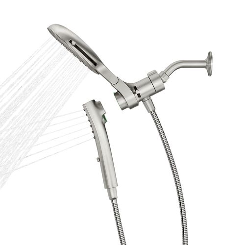 Verso Brushed Nickel Infinite 7" Diameter Spray Head Standard w/ Handshower, 1.75 Gpm