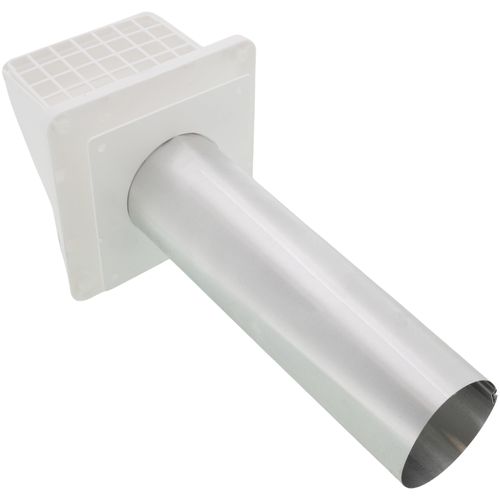 3" White Plastic Preferred Hood Wall Vent w/ Tail Pipe 2 3" White Plastic Preferred Hood Wall Vent w/ Tail Pipe