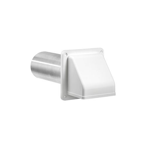 4" White Plastic Wall Exhaust Hood Dryer Vent with Damper, Screen and 11" Pipe 2 4" White Plastic Wall Exhaust Hood Dryer Vent with Damper, Screen and 11" Pipe