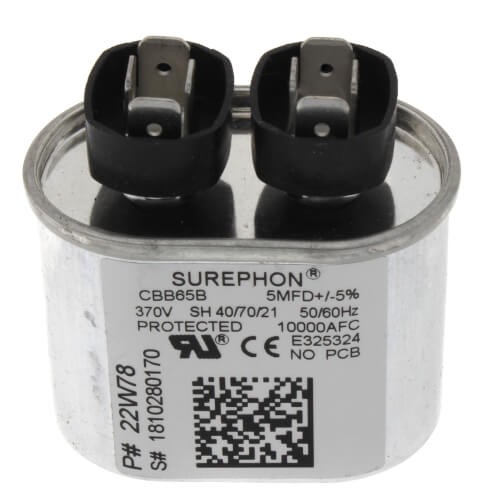 5 MFD Oval Capacitor (370V), 22W78