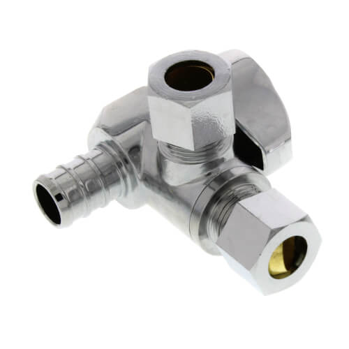 1/2" x 3/8" Compression 1/4 Turn Sharkbite Tee Stop (Lead Free) 2 1/2" x 3/8" Compression 1/4 Turn Sharkbite Tee Stop (Lead Free)