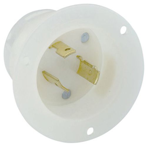 20A, 125V NEMA L5-20P, 2P, 3W, Flanged Inlet Locking Receptacle, Grounding (White)