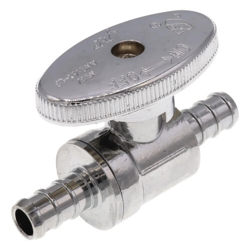 3/8" PEX Crimp x 3/8" PEX Crimp 1/4 Turn Supply Straight Stop (Chrome Plated)
