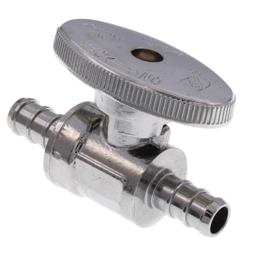 3/8" PEX Crimp x 3/8" PEX Crimp 1/4 Turn Supply Straight Stop (Chrome Plated)