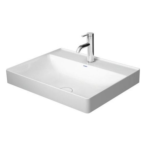 DuraSquare 24" Rectangular Ceramic Drop In Bathroom Sink, 1 Faucet Hole (White)