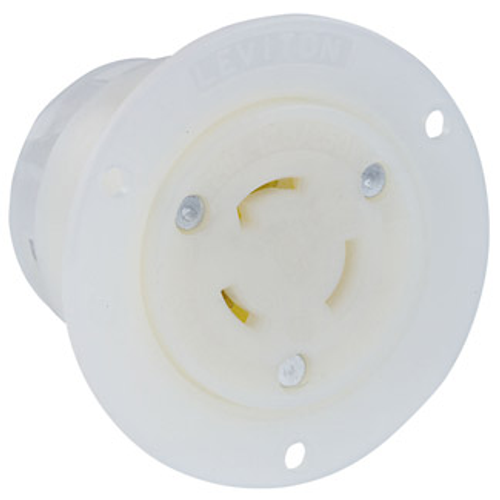 20A, 125/250V NEMA L10-20R, 3P, 3W, Flanged Outlet Locking Receptacle, Non-Grounding (White)