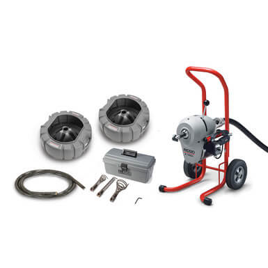 K-1500A Sectional Machine (115V), (7) C-11 1-1/4" x 15' Standard All-Purpose Cables, (2) A-8 Cable Carriers, & 1-1/4" Tool Set