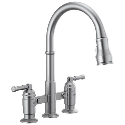 Broderick 2 Handle Pulldown Bridge Kitchen Faucet (Arctic Stainless), 2390L-AR-DST
