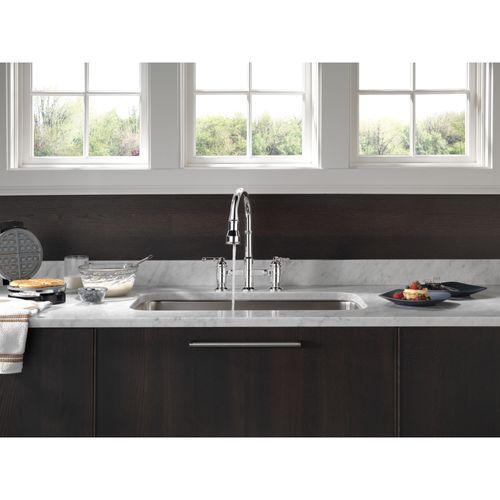Broderick Two Handle Pull-Down Bridge Kitchen Faucet, 1.8 GPM (Chrome), 2390L-DST 5 Broderick Two Handle Pull-Down Bridge Kitchen Faucet, 1.8 GPM (Chrome), 2390L-DST