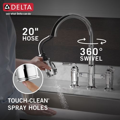 Broderick Two Handle Pull-Down Bridge Kitchen Faucet, 1.8 GPM (Chrome), 2390L-DST 9 Broderick Two Handle Pull-Down Bridge Kitchen Faucet, 1.8 GPM (Chrome), 2390L-DST