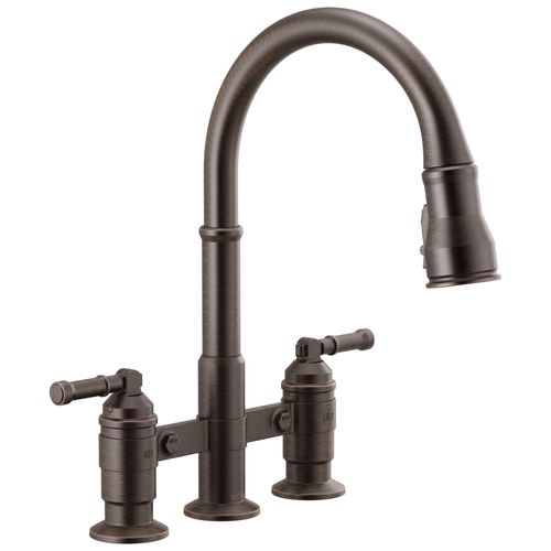 Broderick Two Handle Pull-Down Bridge Kitchen Faucet, 1.8 GPM (Venetian Bronze), 2390L-RB-DST