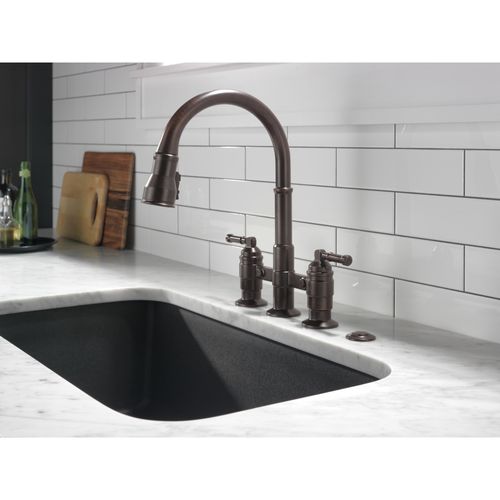Broderick Two Handle Pull-Down Bridge Kitchen Faucet, 1.8 GPM (Venetian Bronze), 2390L-RB-DST