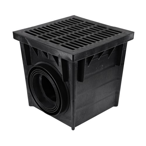 24" Catch Basin Kit w/ Black Plastic Grate