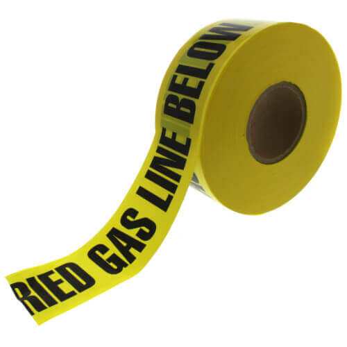 "Caution Buried Gas Line Below" Yellow Non-Detectable Burial Tape (3" x 1000 Ft)