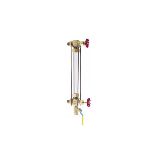 3/4" MNPT Rough Bronze Liquid Level Gauge w/ Glass & Rod, Aluminum Type Wheel (3/4" OD x 16" )