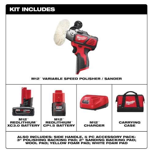 M12 Variable Speed Polisher/Sander Kit 5 M12 Variable Speed Polisher/Sander Kit