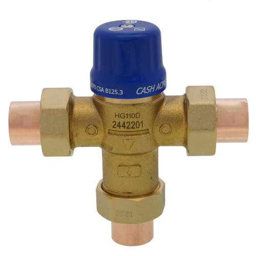 HG110-D, 3/4" Sweat Thermostatic Mixing Valve (Lead Free)