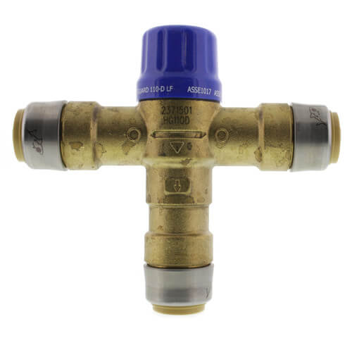 HG-110D, 3/4" SharkBite Heatguard Thermostatic Mixing Valve w/ Direct SharkBite Connections (Lead Free)