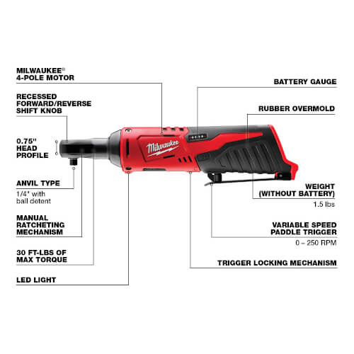 M12 Cordless 1/4" Ratchet (Bare Tool Only) 4 M12 Cordless 1/4" Ratchet (Bare Tool Only)