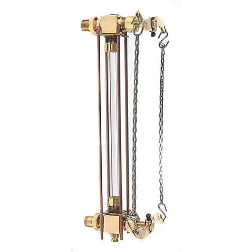 1/2" Chain Lever Water Gauge w/ 12" Glass & Rod (Conforms to ASME Check Reqs)