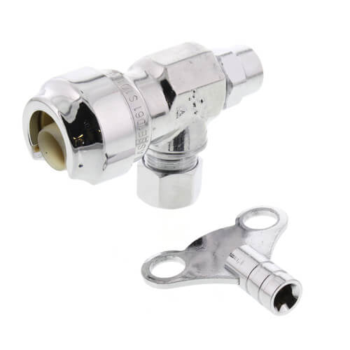 1/2" Sharkbite x 3/8" Compression Angle Loose Key Stop Valve (Lead Free)
