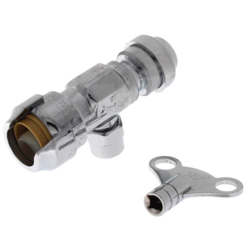 1/2" Sharkbite x 1/4" (3/8" OD) Compression Straight Loose Key Stop Valve (Lead Free)