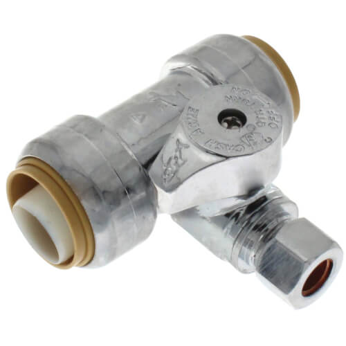 3/4" Sharkbite x 3/4" Sharkbite x 3/8" Compression Tee Stop (Lead Free)