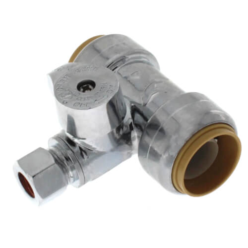 3/4" Sharkbite x 3/4" Sharkbite x 3/8" Compression Tee Stop (Lead Free)
