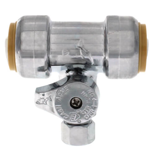 3/4" Sharkbite x 3/4" Sharkbite x 3/8" Compression Tee Stop (Lead Free)