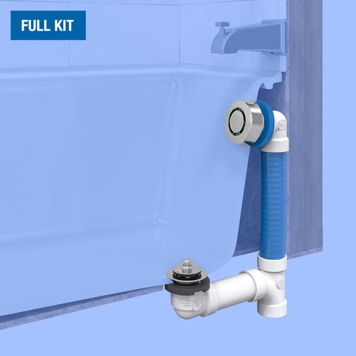 True Blue 24" FLEX PVC Bath Waste Full Kit w/ Uni-Lift Stopper (Chrome) 3 True Blue 24" FLEX PVC Bath Waste Full Kit w/ Uni-Lift Stopper (Chrome)