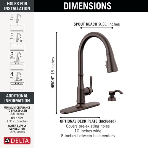 Capertee 1 Handle Pull-down Kitchen Faucet w/ Soap Dispenser & Shieldspray (Venetian Bronze), 19877Z-RBSD-DST