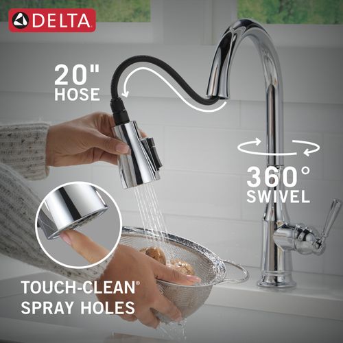 Capertee 1 Handle Pull-down Kitchen Faucet w/ Soap Dispenser & Shieldspray (Chrome), 19877Z-SD-DST