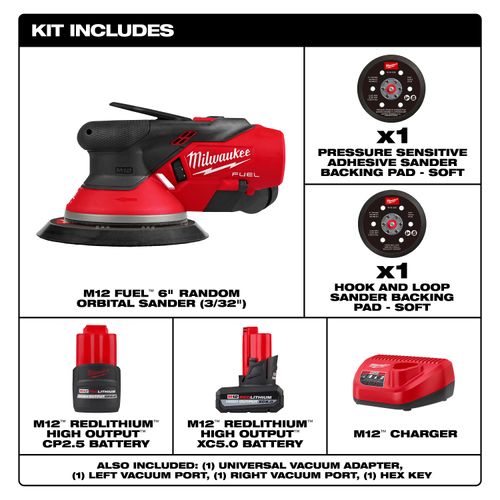 M12 FUEL 6" Random Orbital Sander Kit (3/32") 2 M12 FUEL 6" Random Orbital Sander Kit (3/32")