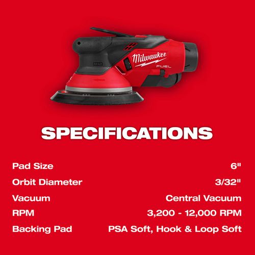 M12 FUEL 6" Random Orbital Sander Kit (3/32") 5 M12 FUEL 6" Random Orbital Sander Kit (3/32")