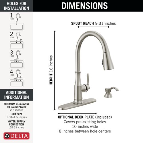 Capertee 1 Handle Pull-down Kitchen Faucet w/ Soap Dispenser, Shieldspray (Spotshield Stainless), 19877Z-SPSD-DST