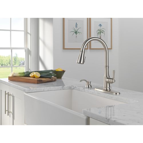 Capertee 1 Handle Pull-down Kitchen Faucet w/ Soap Dispenser, Shieldspray (Spotshield Stainless), 19877Z-SPSD-DST 5 Capertee 1 Handle Pull-down Kitchen Faucet w/ Soap Dispenser, Shieldspray (Spotshield Stainless), 19877Z-SPSD-DST
