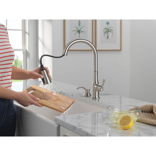 Capertee 1 Handle Pull-down Kitchen Faucet w/ Soap Dispenser, Shieldspray (Spotshield Stainless), 19877Z-SPSD-DST 7 Capertee 1 Handle Pull-down Kitchen Faucet w/ Soap Dispenser, Shieldspray (Spotshield Stainless), 19877Z-SPSD-DST