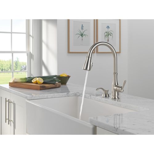 Capertee 1 Handle Pull-down Kitchen Faucet w/ Soap Dispenser, Shieldspray (Spotshield Stainless), 19877Z-SPSD-DST 8 Capertee 1 Handle Pull-down Kitchen Faucet w/ Soap Dispenser, Shieldspray (Spotshield Stainless), 19877Z-SPSD-DST