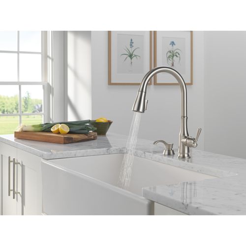 Capertee 1 Handle Pull-down Kitchen Faucet w/ Soap Dispenser, Shieldspray (Spotshield Stainless), 19877Z-SPSD-DST 9 Capertee 1 Handle Pull-down Kitchen Faucet w/ Soap Dispenser, Shieldspray (Spotshield Stainless), 19877Z-SPSD-DST