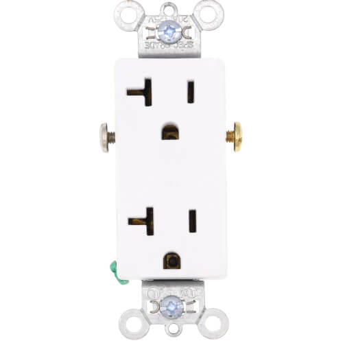 Heavy-Duty Decorator Spec Grade Receptacles w/ Side Wire - 20A White (125V)