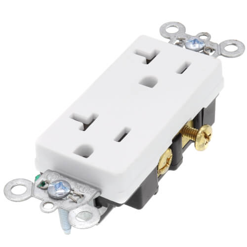 Heavy-Duty Decorator Spec Grade Receptacles w/ Side Wire - 20A White (125V)