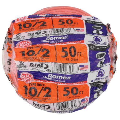 10-2 Orange Romex® SIMpull Type NM-B Cable, w/ Ground (50' Coil)