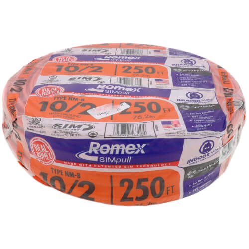 10-2 Orange Romex® SIMpull Type NM-B Cable, w/ Ground (250' Coil)