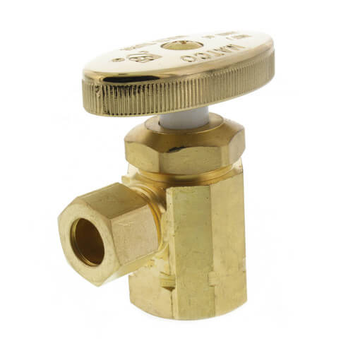 1/2" FIP Inlet x 3/8" OD Compression Angle Stop, Lead Free (Rough Brass)